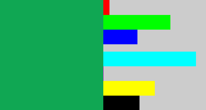 Hex color #10a753 - emerald