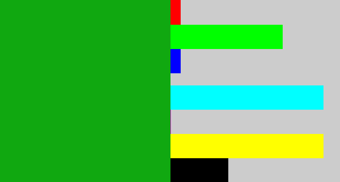 Hex color #10a810 - green