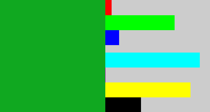 Hex color #10a820 - green