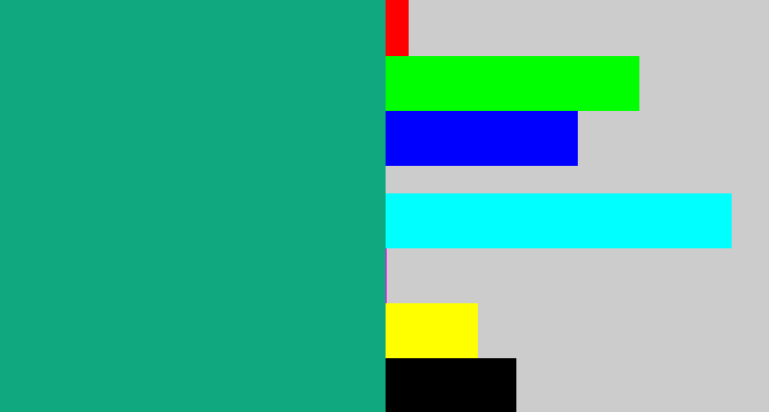 Hex color #10a87f - bluish green