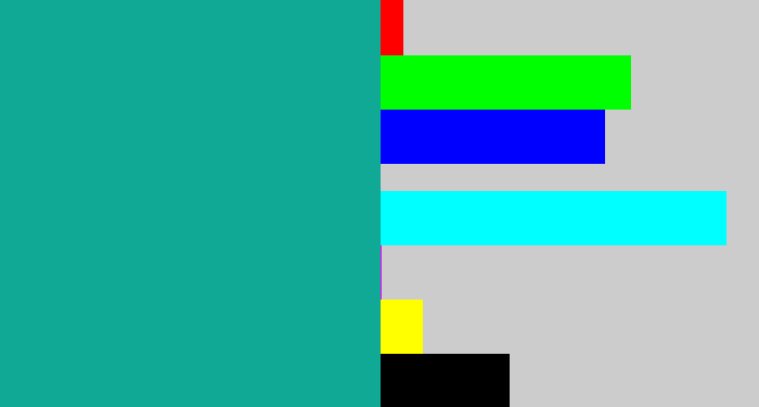 Hex color #10a996 - blue/green