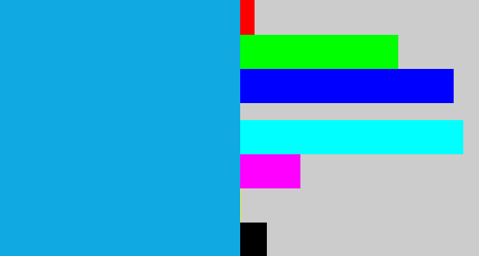 Hex color #10a9e2 - azure