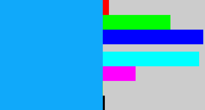 Hex color #10a9fa - azure