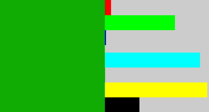 Hex color #10ac03 - green