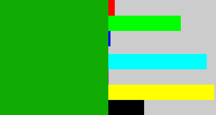 Hex color #10ac04 - green