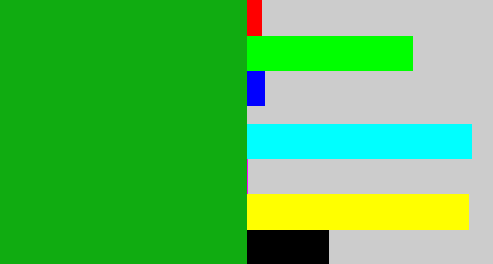 Hex color #10ac11 - green