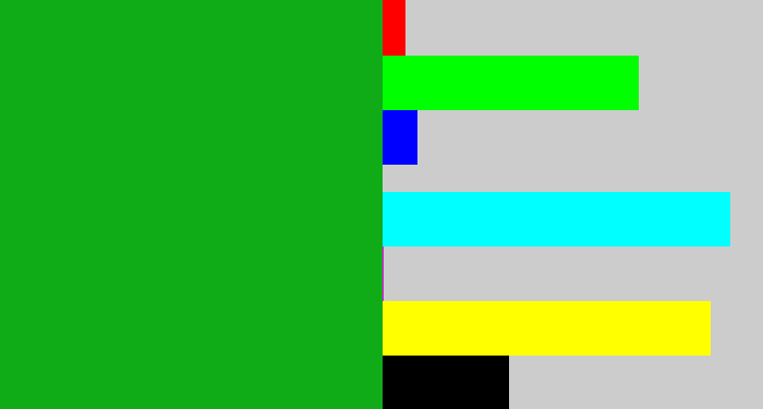 Hex color #10ac18 - green