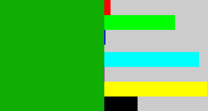 Hex color #10ad02 - green