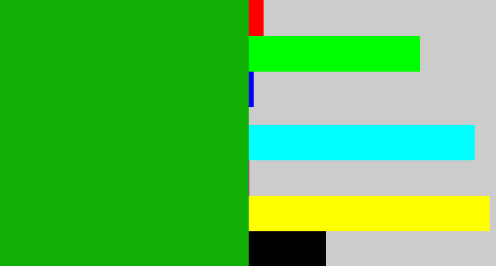 Hex color #10af05 - green