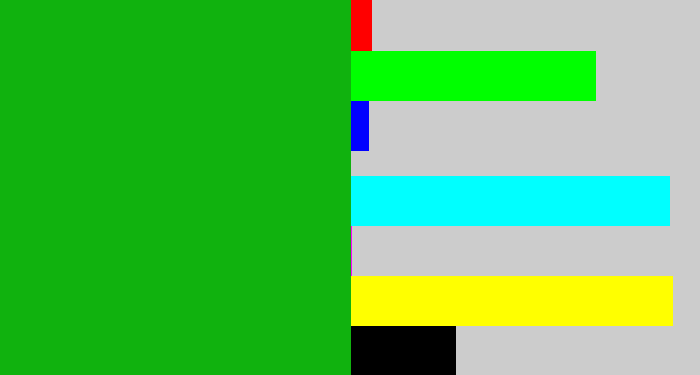Hex color #10b20e - green