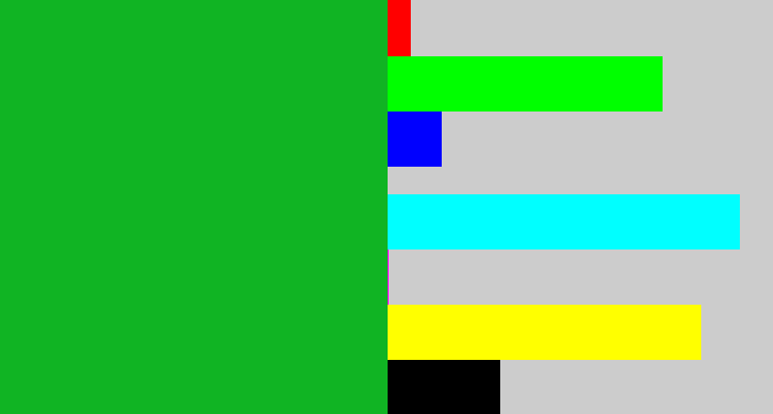 Hex color #10b423 - green