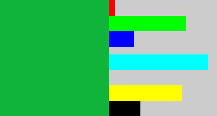 Hex color #10b43b - kelly green