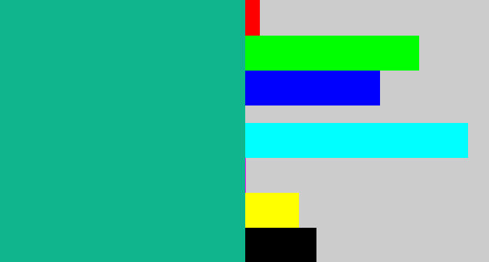 Hex color #10b48d - green blue
