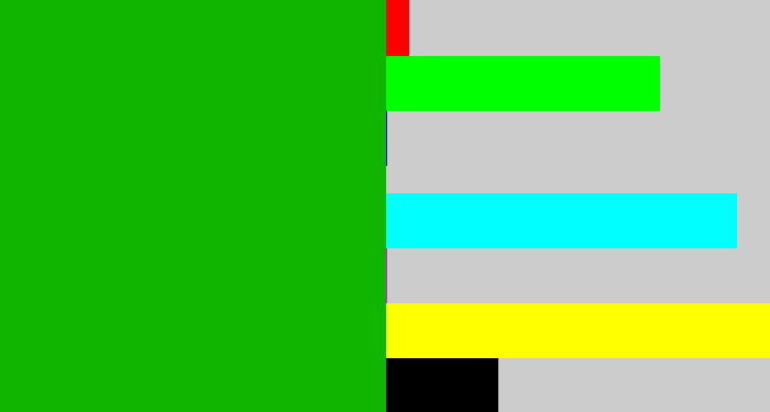 Hex color #10b500 - green