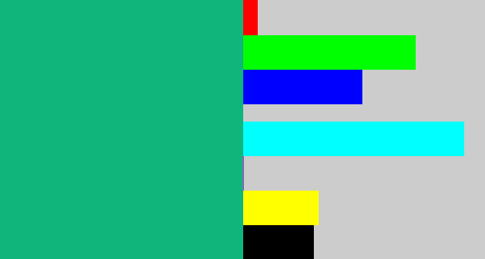 Hex color #10b57c - green teal