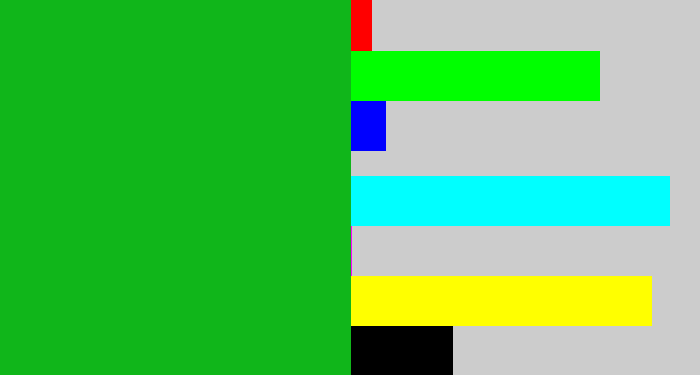 Hex color #10b61a - green