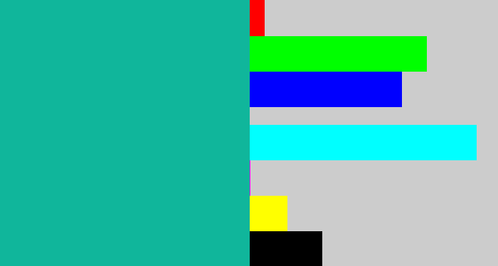 Hex color #10b69b - green blue