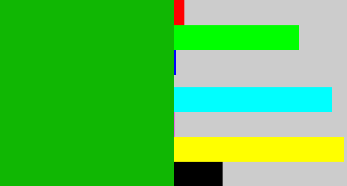 Hex color #10b703 - green