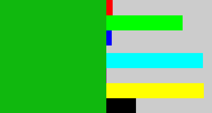 Hex color #10b80e - green