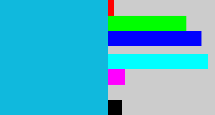 Hex color #10b9dd - turquoise blue