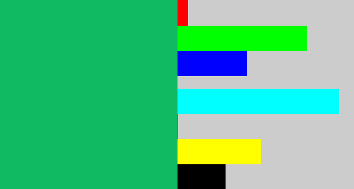 Hex color #10ba63 - green teal