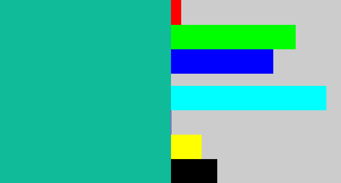 Hex color #10bb99 - green blue