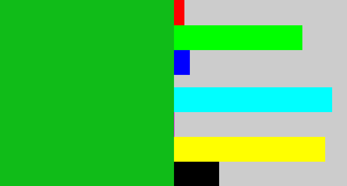 Hex color #10bc18 - green