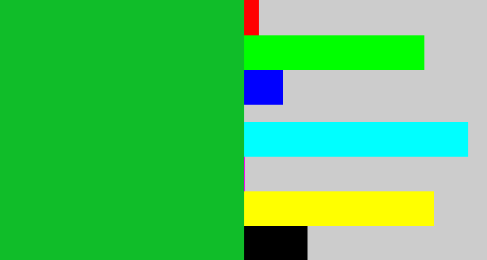 Hex color #10bd29 - green