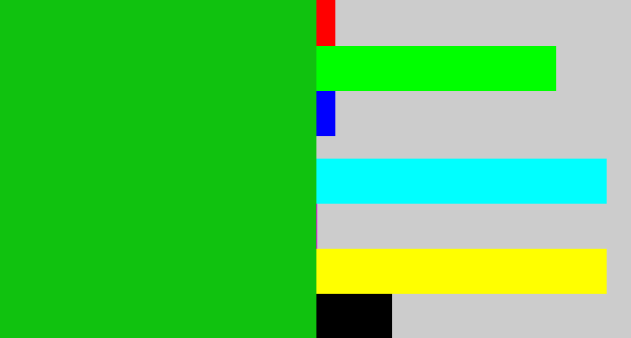 Hex color #10c20f - green