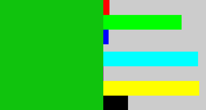 Hex color #10c30d - green