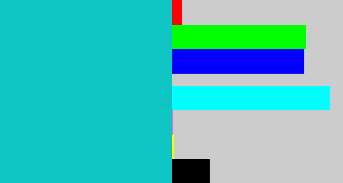 Hex color #10c6c4 - turquoise blue