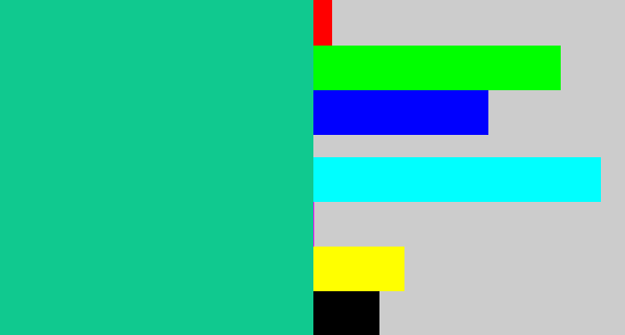 Hex color #10c98f - green/blue
