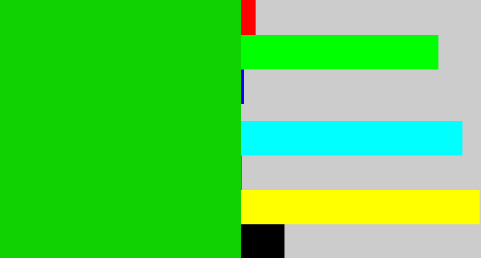 Hex color #10d203 - vibrant green