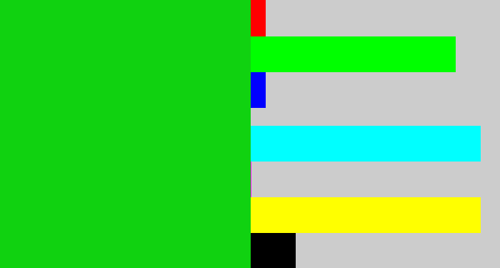 Hex color #10d210 - vibrant green
