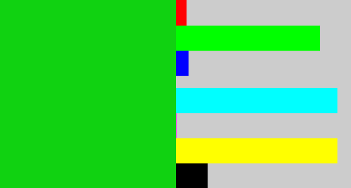 Hex color #10d211 - vibrant green