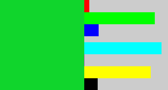 Hex color #10d52c - vibrant green