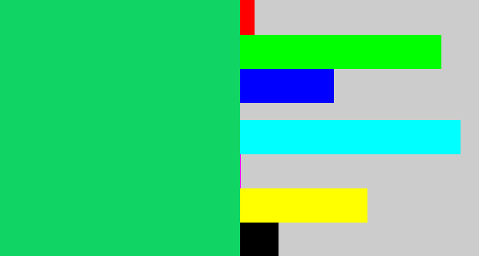 Hex color #10d564 - tealish green