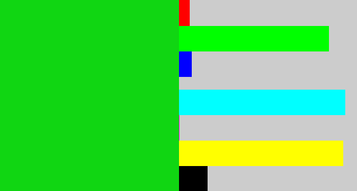 Hex color #10d612 - vibrant green
