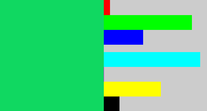 Hex color #10d861 - tealish green