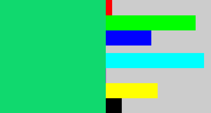 Hex color #10d96e - tealish green