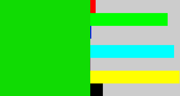 Hex color #10db03 - vibrant green