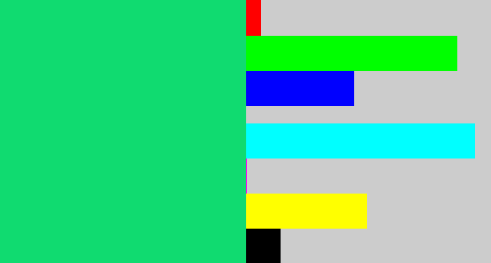 Hex color #10db70 - tealish green