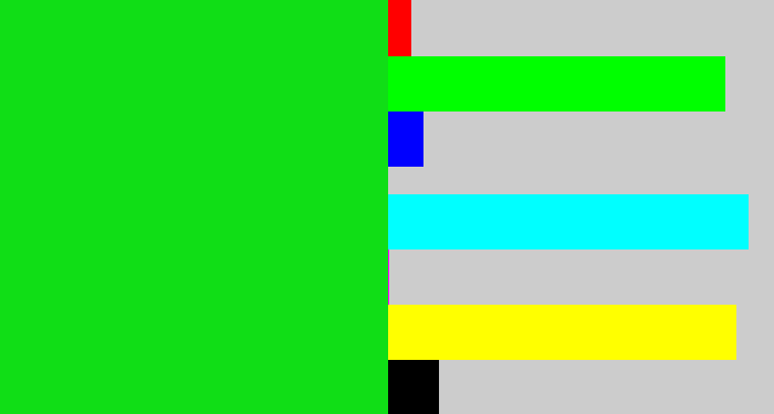 Hex color #10de16 - vibrant green