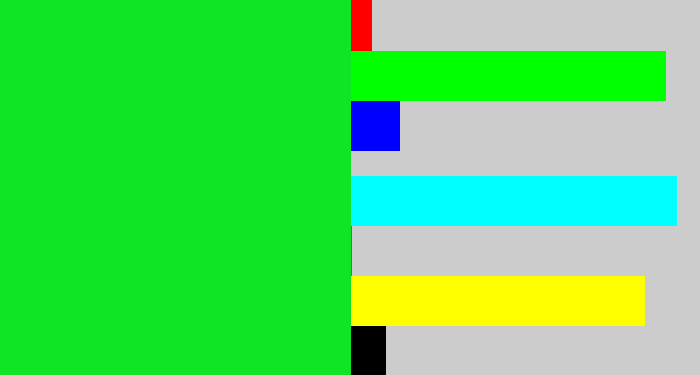 Hex color #10e524 - vibrant green