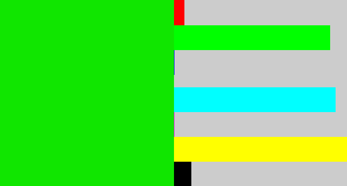 Hex color #10e600 - vibrant green