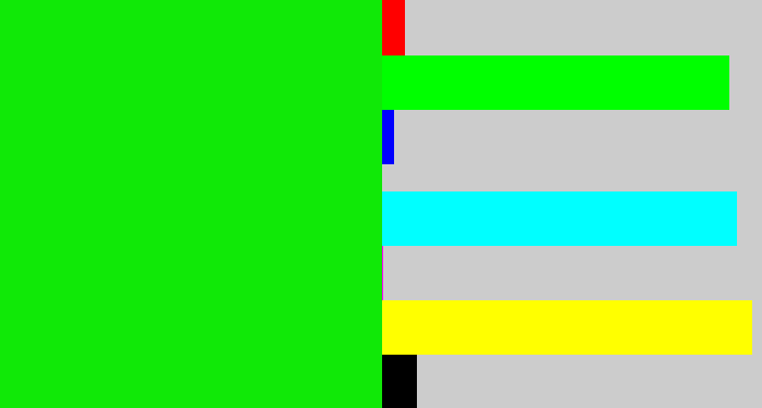 Hex color #10e907 - vibrant green