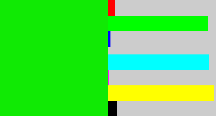 Hex color #10ea04 - vibrant green