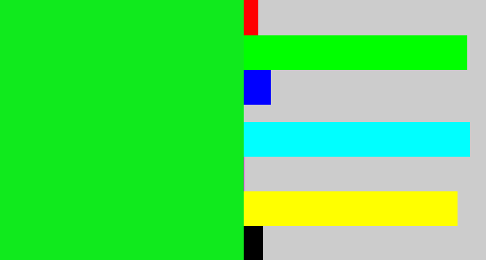 Hex color #10ea1d - vibrant green
