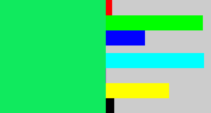 Hex color #10ea5e - tealish green