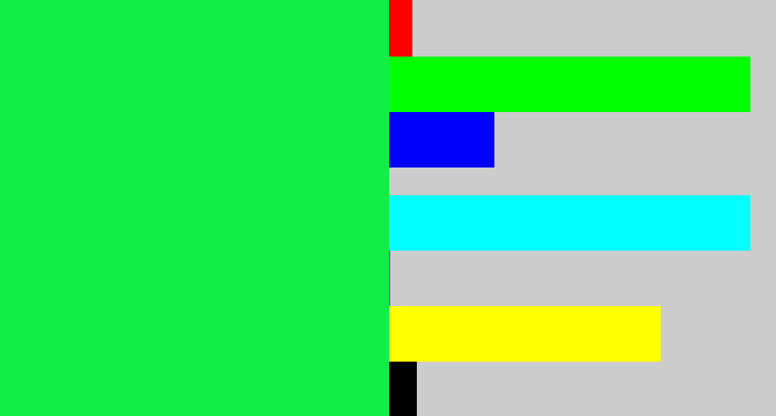 Hex color #10ed46 - bright light green